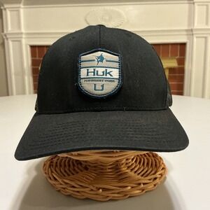 Huk Performance Fishing Trucker Hat Mens OSFM Black Mesh Snapback Gorpcore